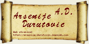 Arsenije Durutović vizit kartica